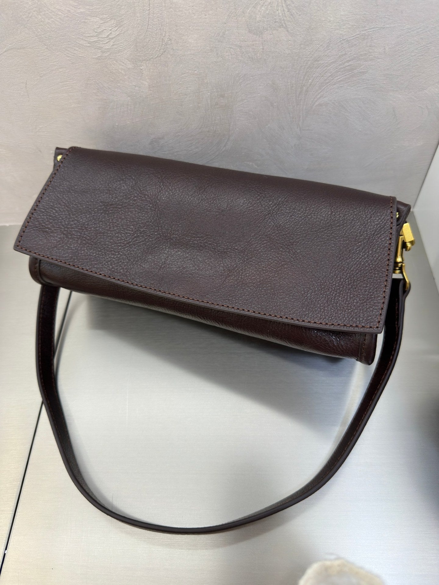 Top-grain Vegetable-tanned Cowhide Commuter Underarm Bag, Single-shoulder Crossbody Small Bag, New Simple Genuine Leather Women's Bag For Fall And Winter