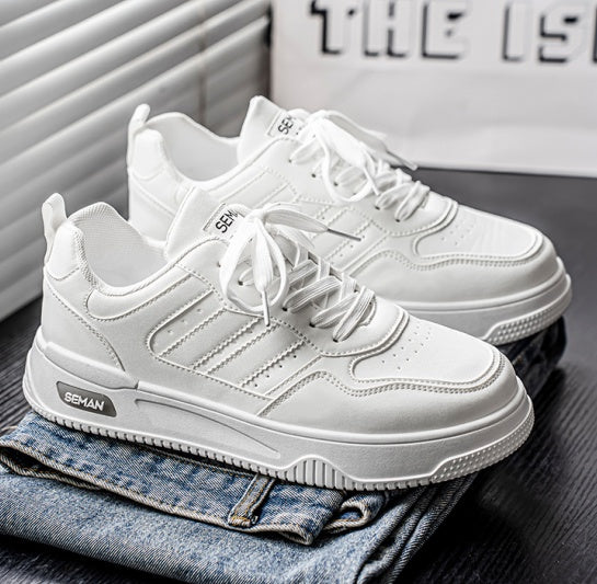 New Breathable White Platform Sneakers, Versatile Trendy Casual White Shoes For Students