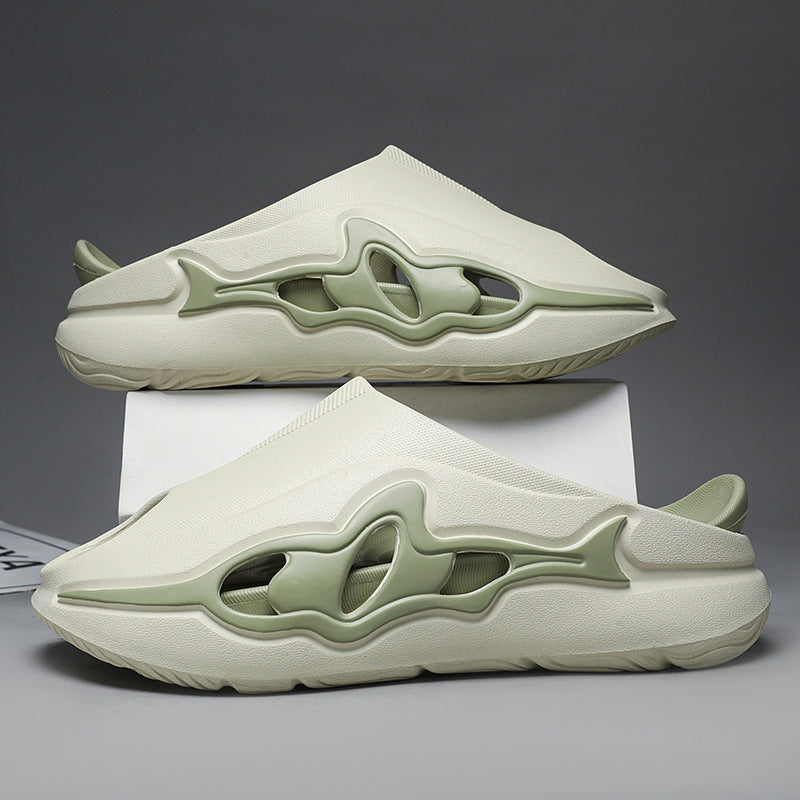 Sports-style Non-slip Deodorizing Thick-soled Shark Slippers For Home Use