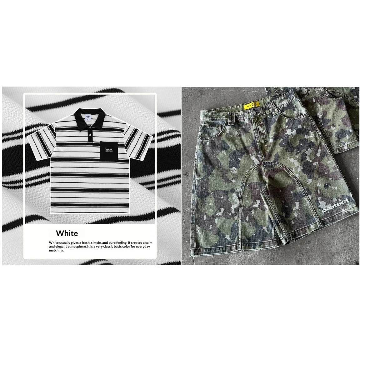 Loose-fitting Polo Shirt With A Lapel Collar Short-sleeved Striped T-shirt