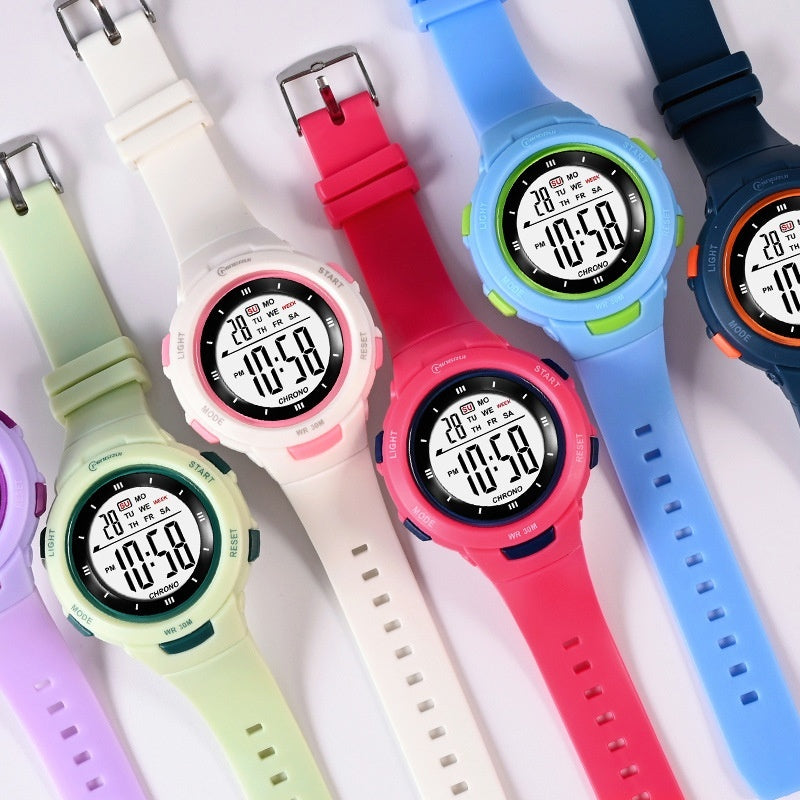 Fashion Pin Buckle Luminous Waterproof PU Strap Student Electronic Watch