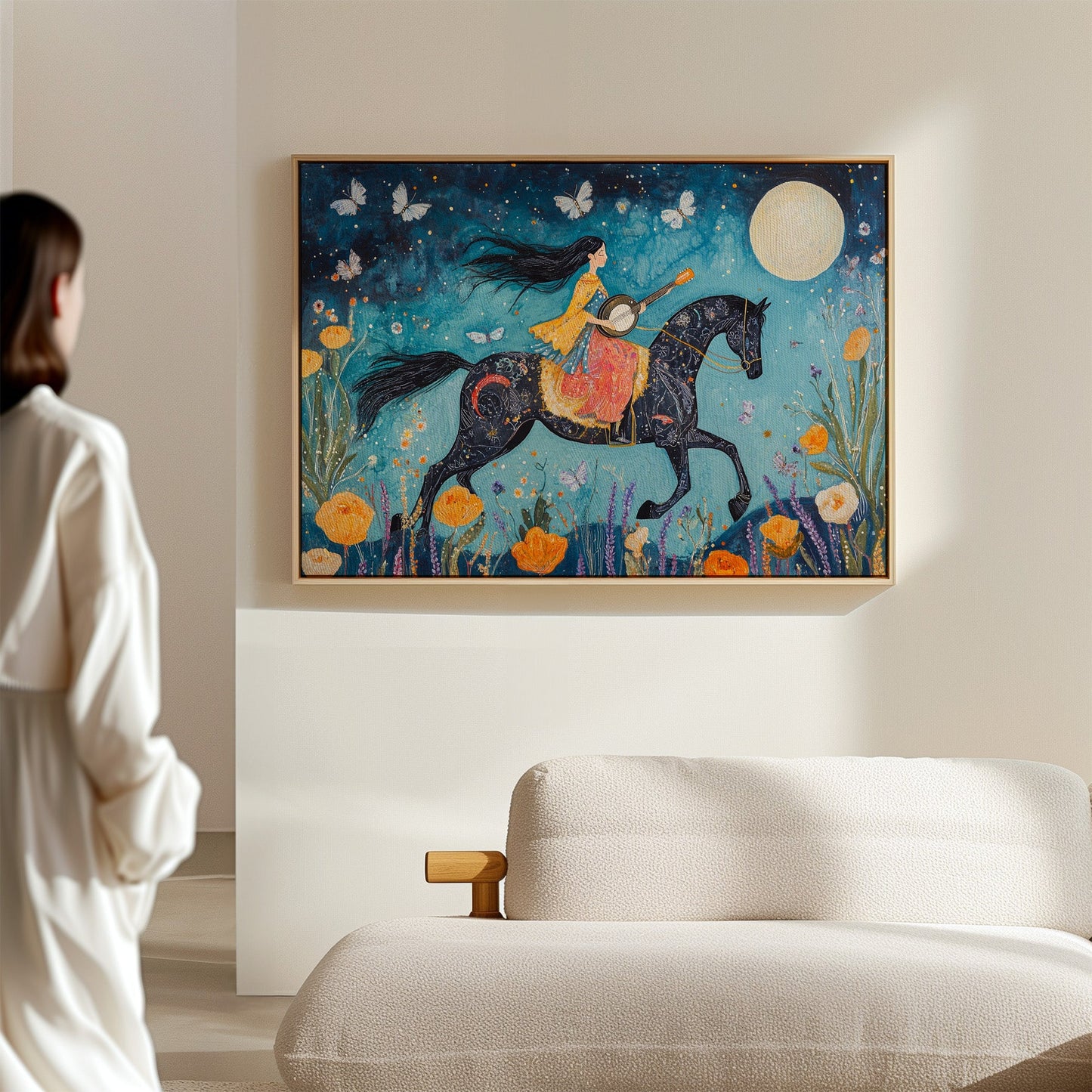Mélodie au clair de lune à cheval dans la nuit