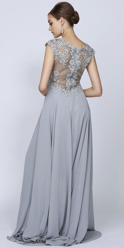 Juliet 585 A-Line Gown Cap Sleeve Empire Waist Full Length