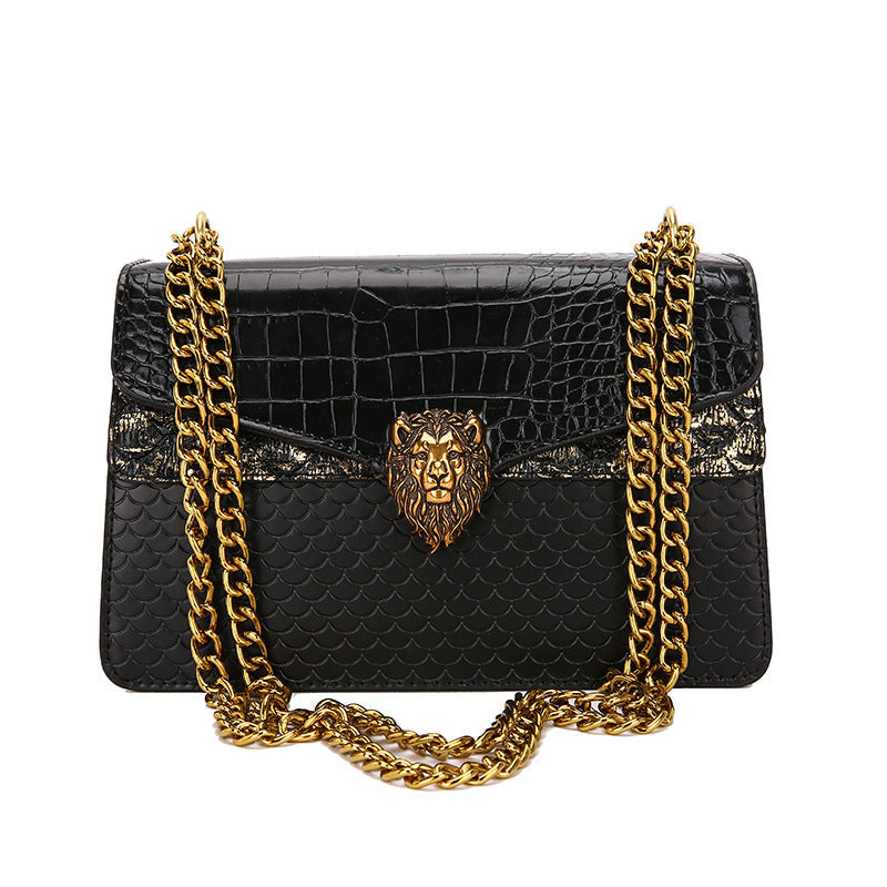 Retro Underarm Bag With Chain And Crocodile Pattern