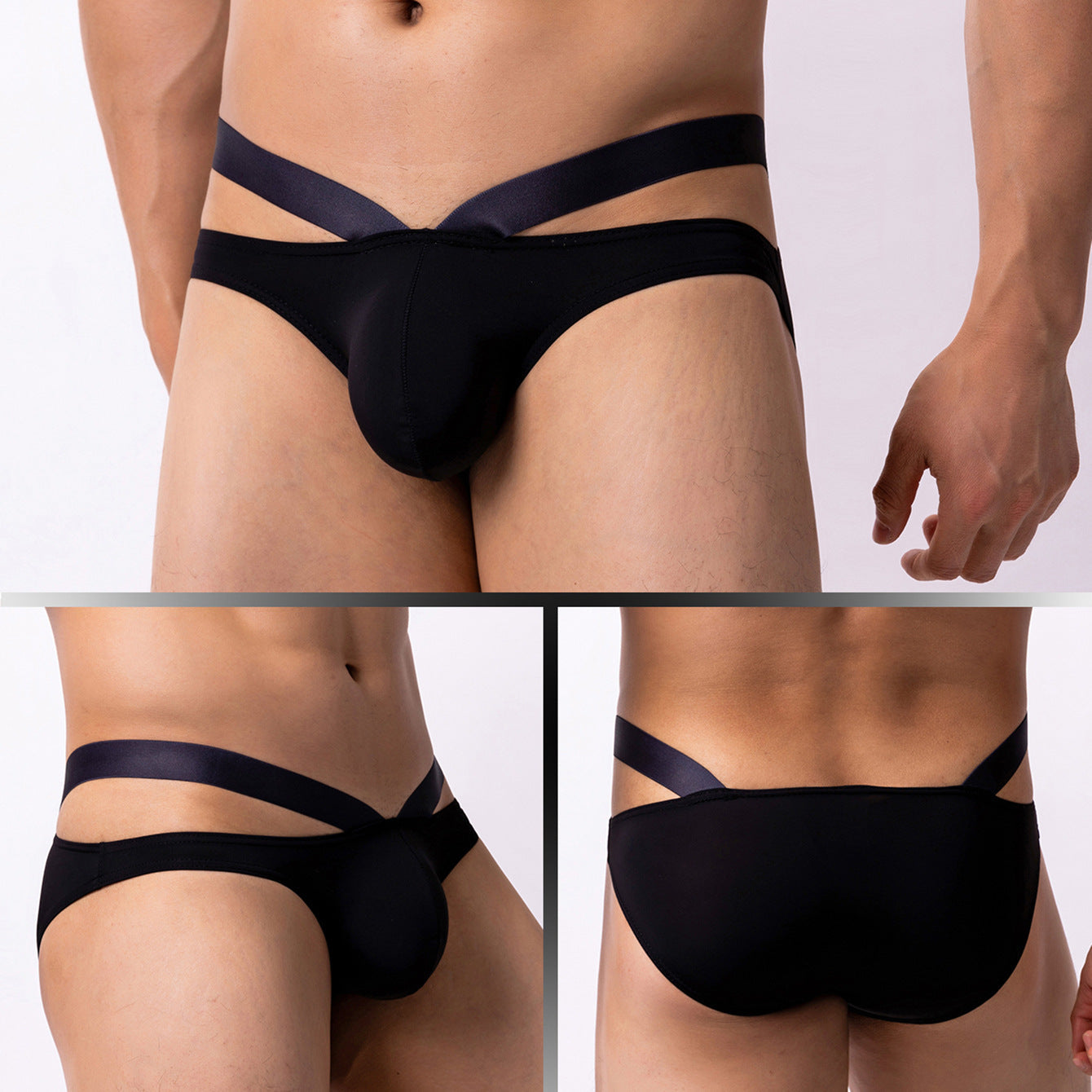 Summer Breathable Exquisite Ice Silk A Men's Triangle Underwear Nightclub Low Waist Trendy