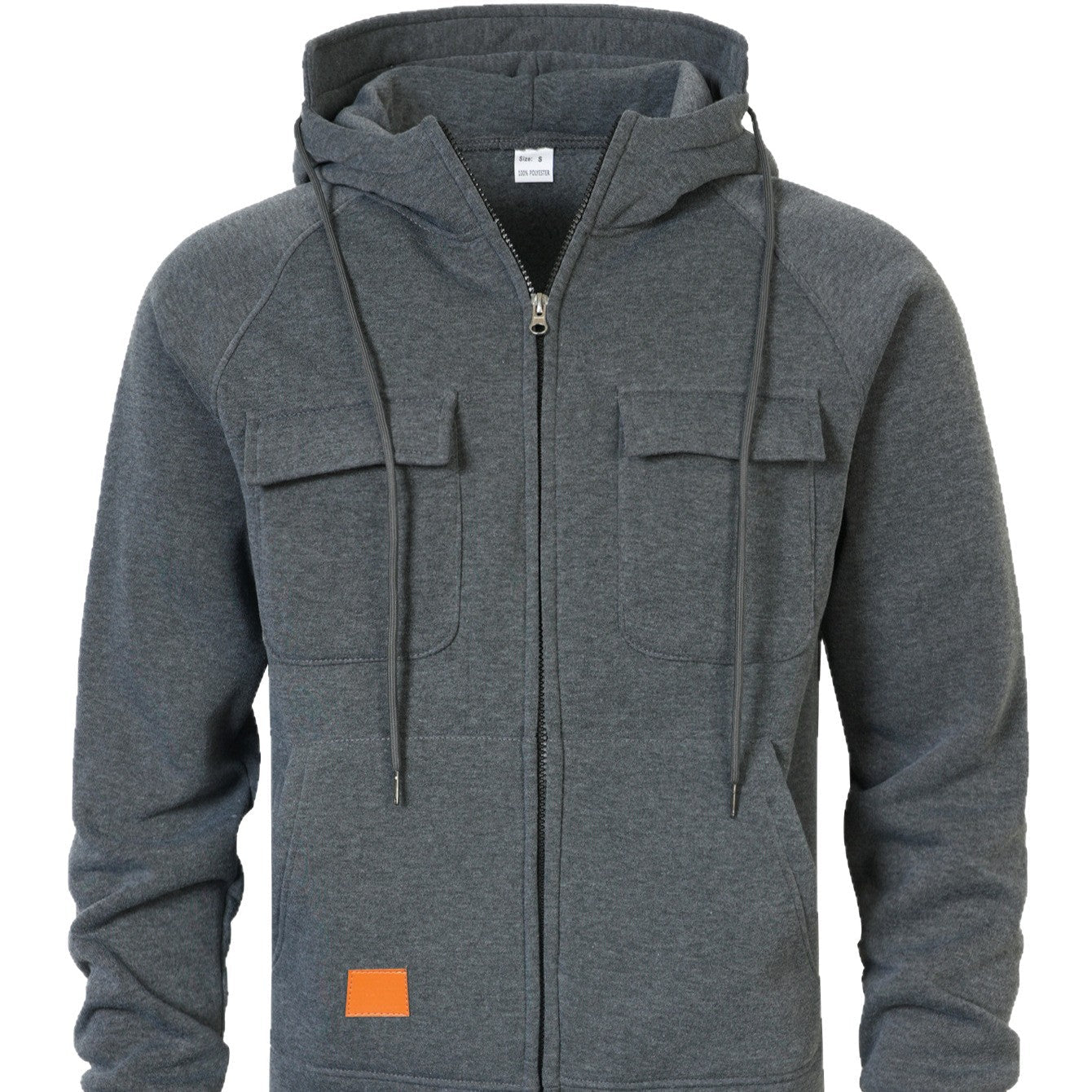 Mens Loose-Fit Hoodie With Multiple Pockets And A Stand-Up Collar