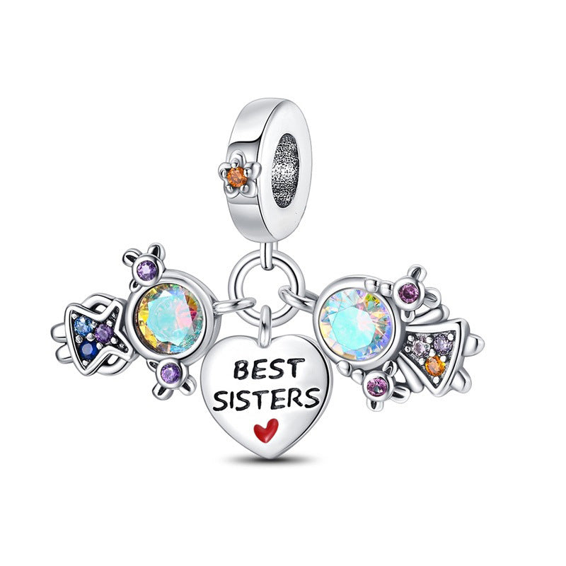 DIY Sisterhood Heart-shaped Bead Pendant Jewelry Accessory