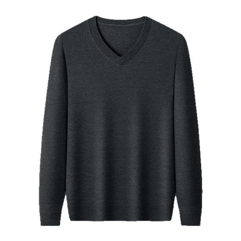 Mens Casual Slim-fit V-neck Solid-color Bottoming Top