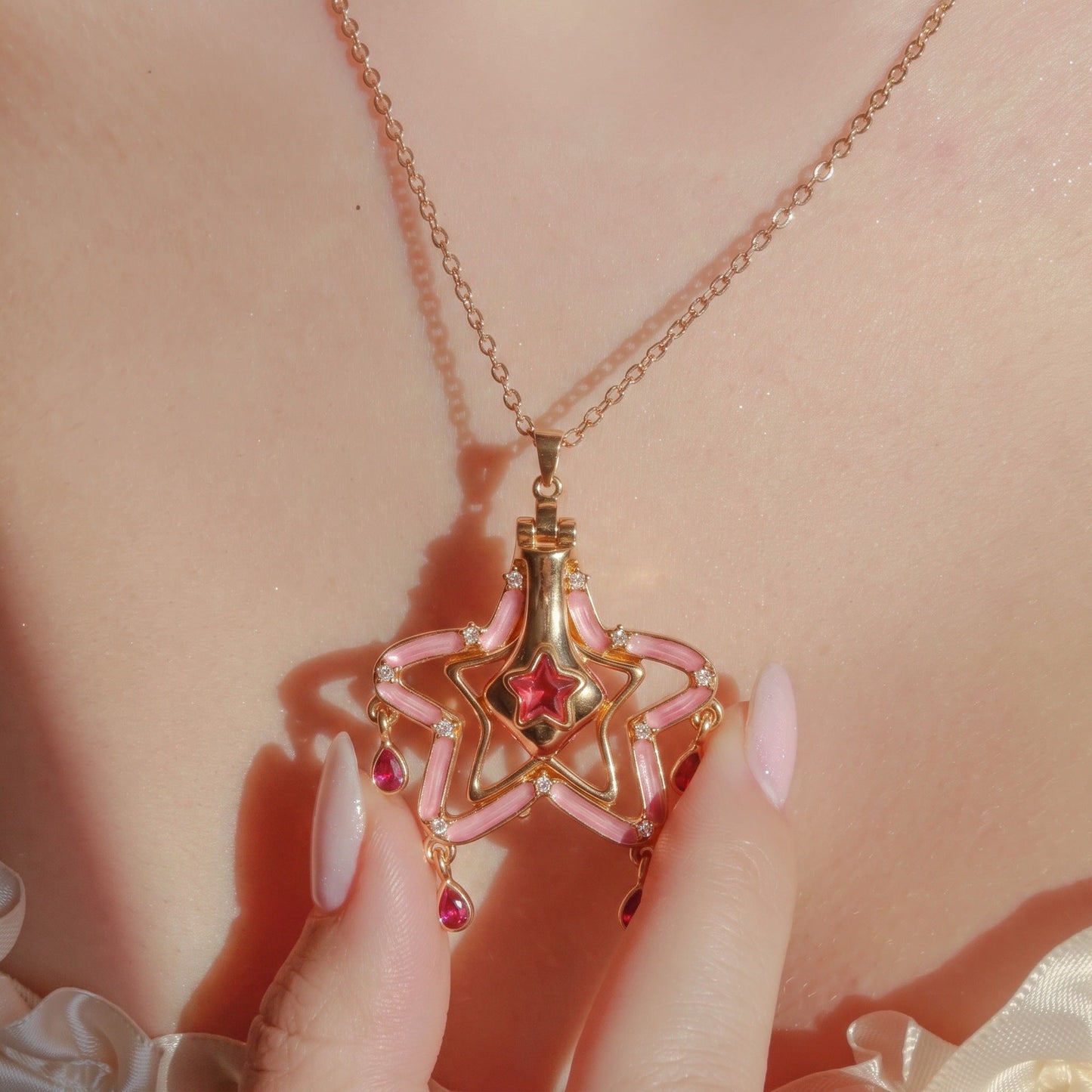 Creative Colorful Quicksand Bottle Zircon-Inlaid Necklace
