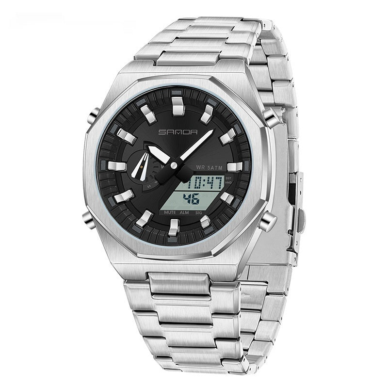 Dual-display  Multi-function Summer-time Mens Watch
