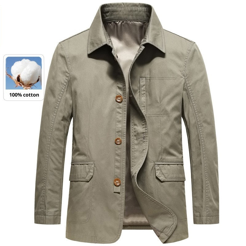 Button-up Casual Top Dad-style Loose-fitting Jacket