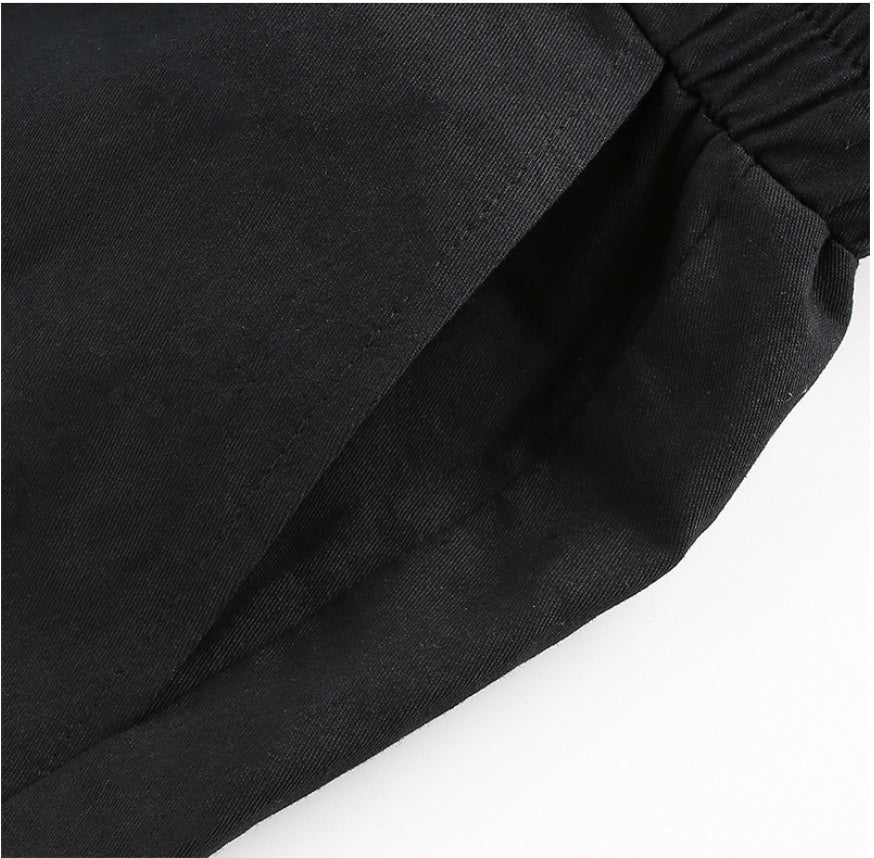 White Stripe Cargo Pants Women Trousers Pockets Patchwork Contrast Color High Waist Pants Hip Hop Capris