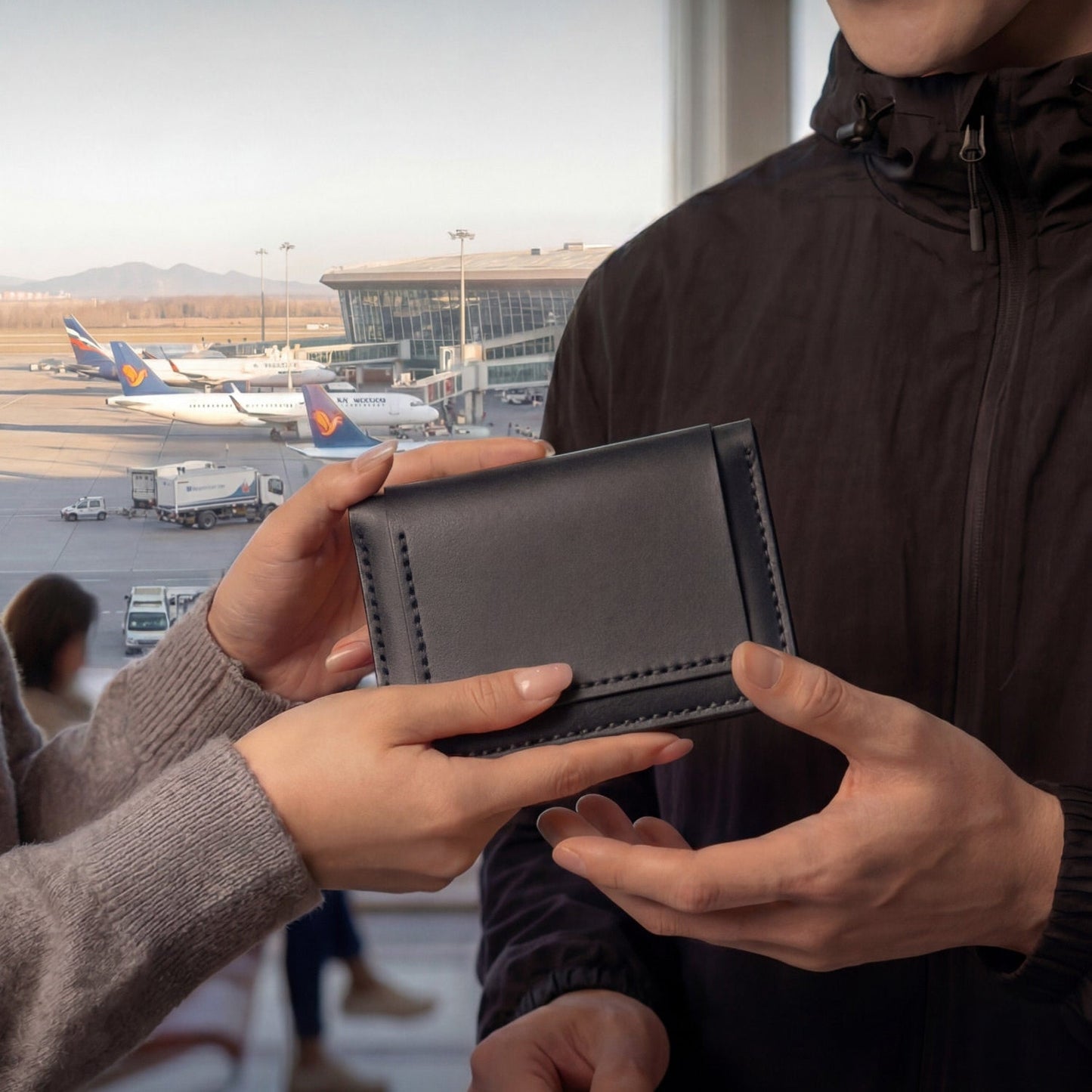 Handmade Men's Wallet With Card Slots And Passport Holder Made Of Top-grain Cowhide.