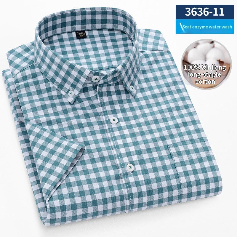 Mens Short-Sleeve Pure Cotton Oxford Shirt