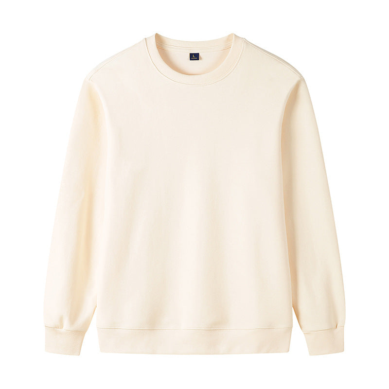 320g Straight Shoulder Pure Cotton Autumn Long Sleeve Round Neck Solid Color Sweatshirt Customized