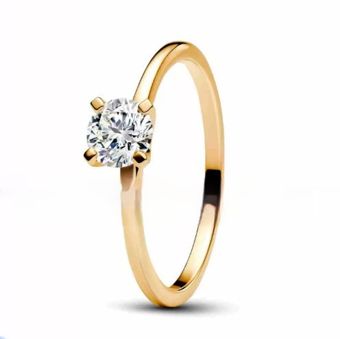 Wind Rounded Corner Moissanite Ring 18K Gold