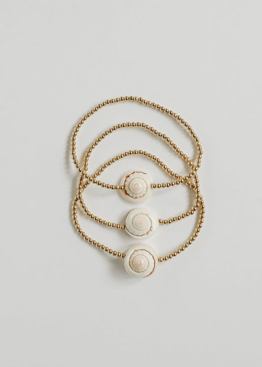 Zierliches 14K Gold Filled + Muschel || Dehnbare Fußkette oder Armband