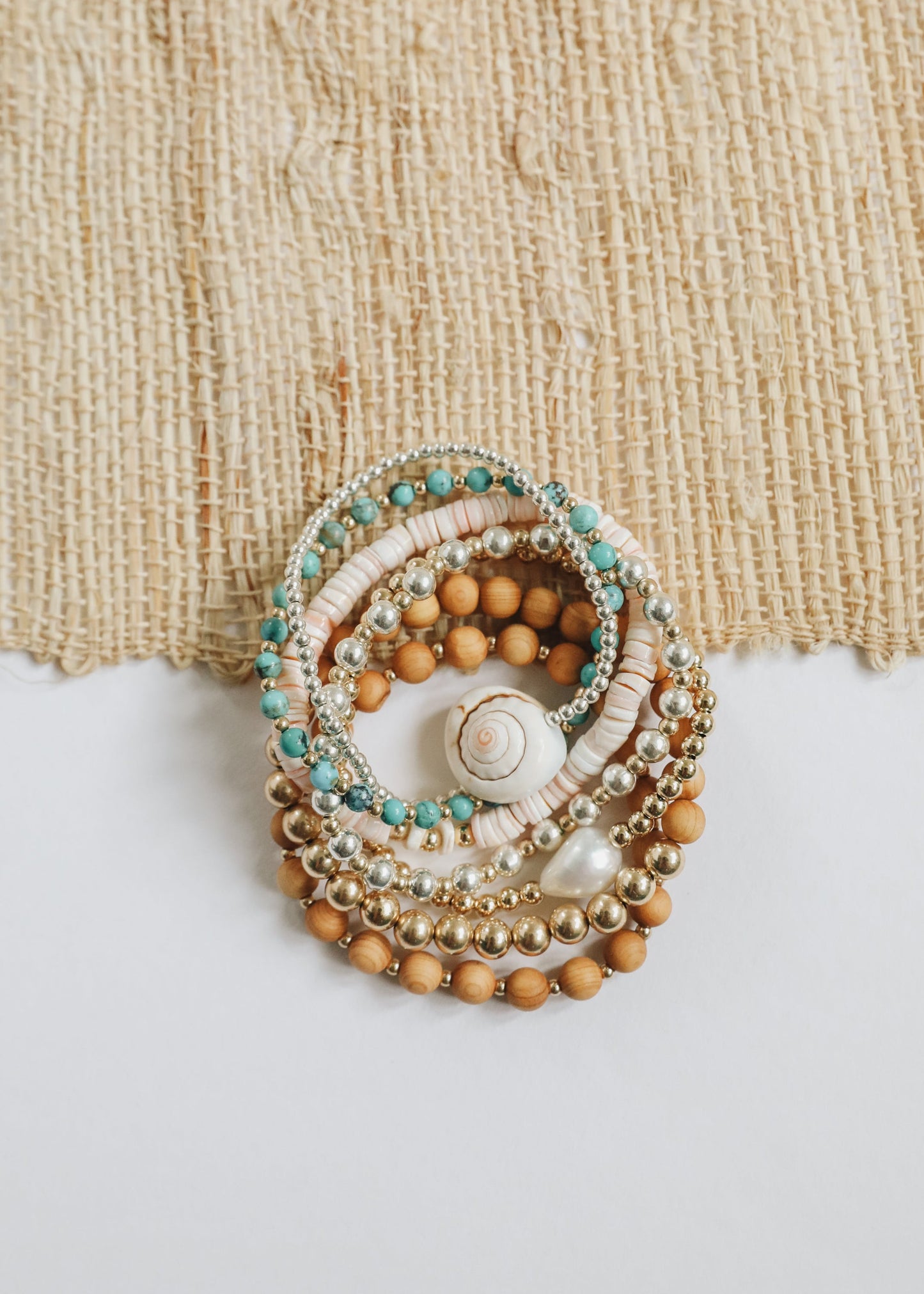 Coquillage Pur + Or Rempli 14k || Bracelet de Cheville ou Bracelet Élastique