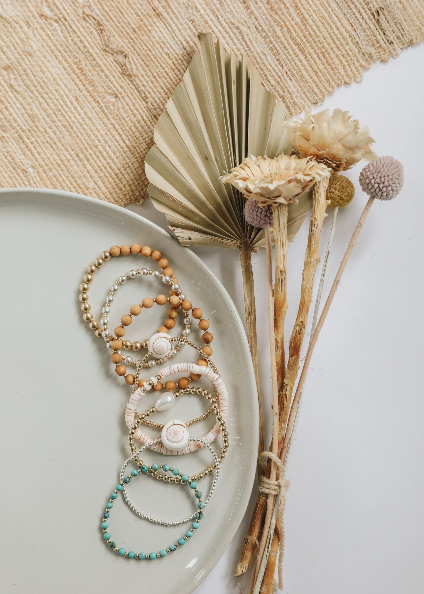 Coquillage Pur + Or Rempli 14k || Bracelet de Cheville ou Bracelet Élastique