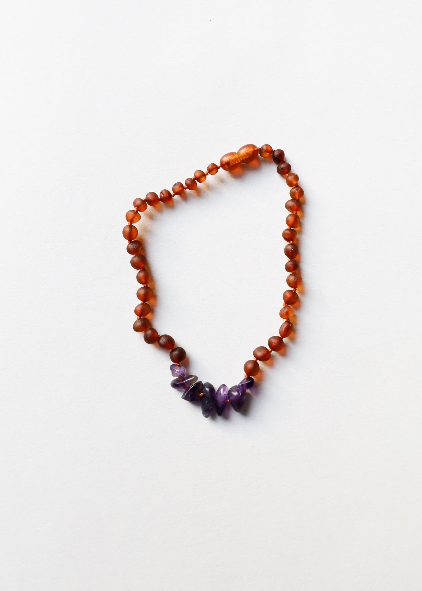 Rohbernstein Cognac Baltikum + Rohamethyst || Halskette