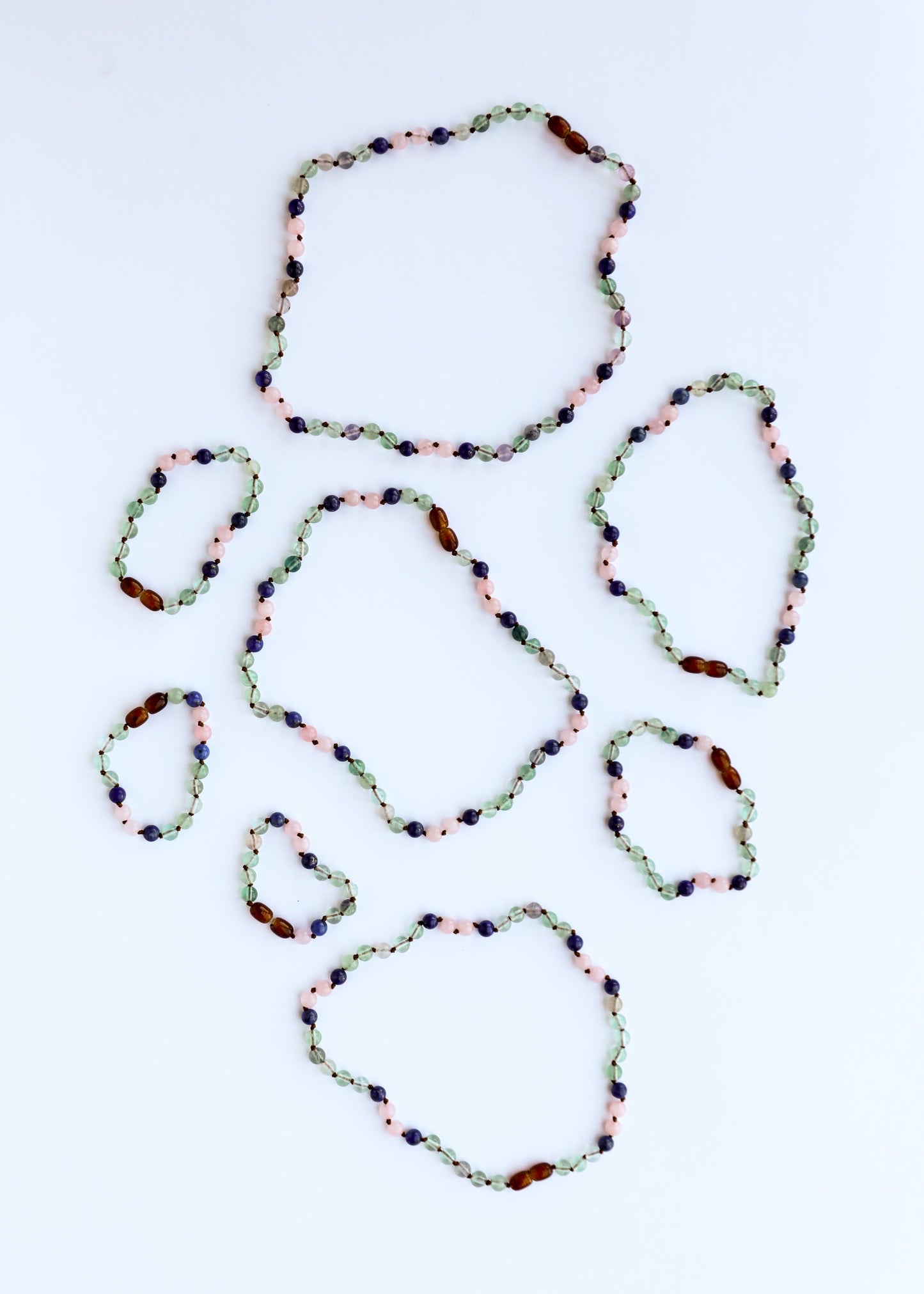 Fluorit + Lapislazuli + Rosenquarz || Edelstein-Fußkettchen oder -Armband