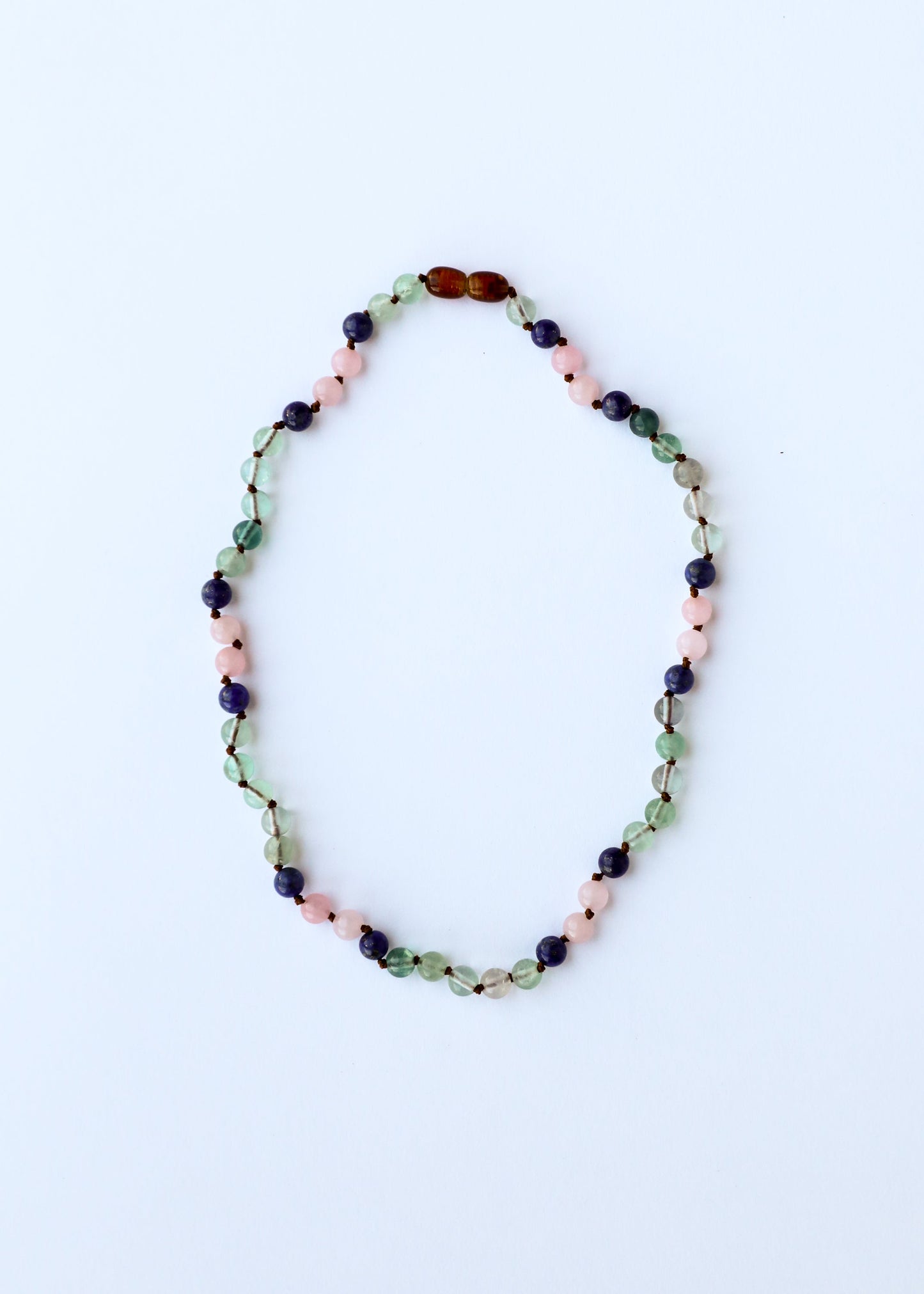 Fluorit + Lapislazuli + Rosenquarz || Edelsteinkette