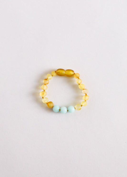Miel brut Ambre de la Baltique + Amazonite || Bracelet de cheville ou de poignet