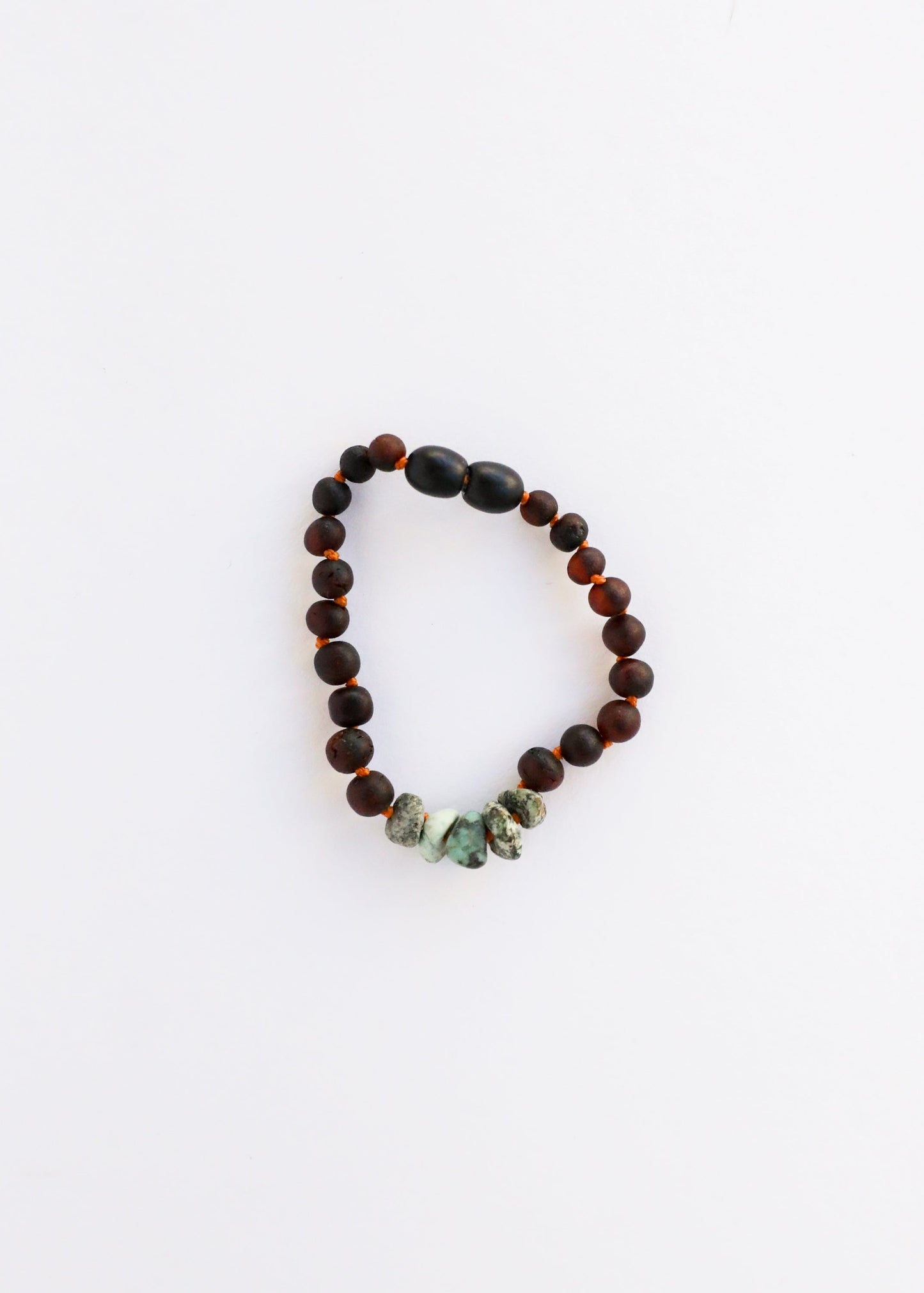Roher Schwarzer Baltischer Bernstein + Roher Türkis Jaspis || Fußkettchen oder Armband
