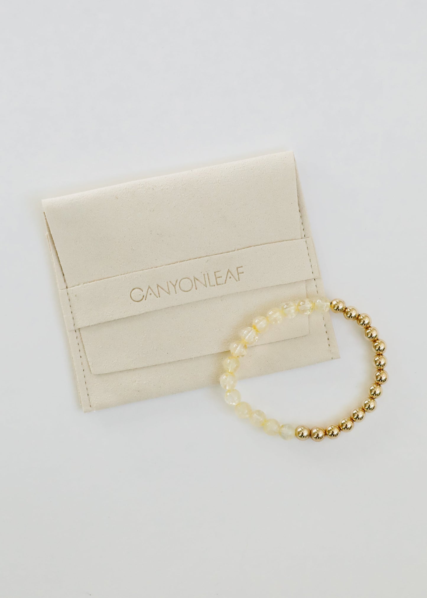 Citrin-Edelstein + 14K Gold Filled Perlen-Stretcharmband