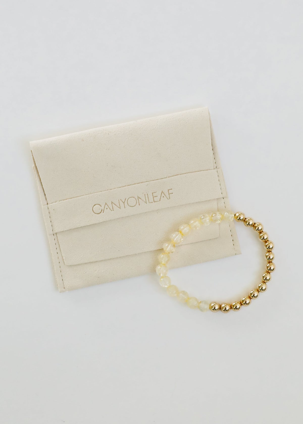 Bracelet extensible perlé en citrine et or rempli 14 carats