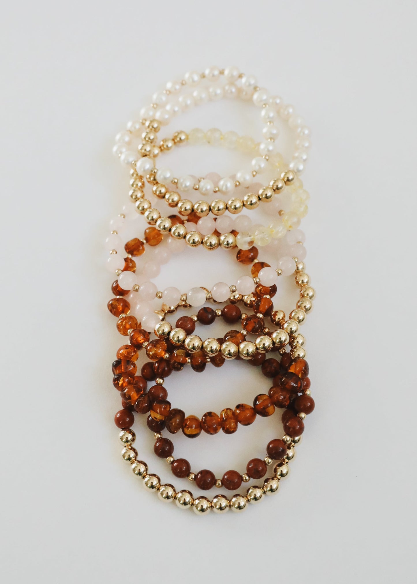 Citrin-Edelstein + 14K Gold Filled Perlen-Stretcharmband