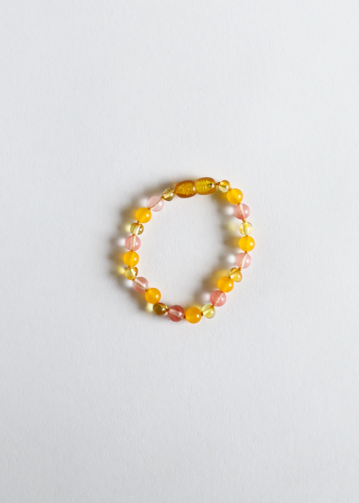 Ambre Baltique Poli (Miel) + Pierres Précieuses Chèvrefeuille || Cheville ou Bracelet