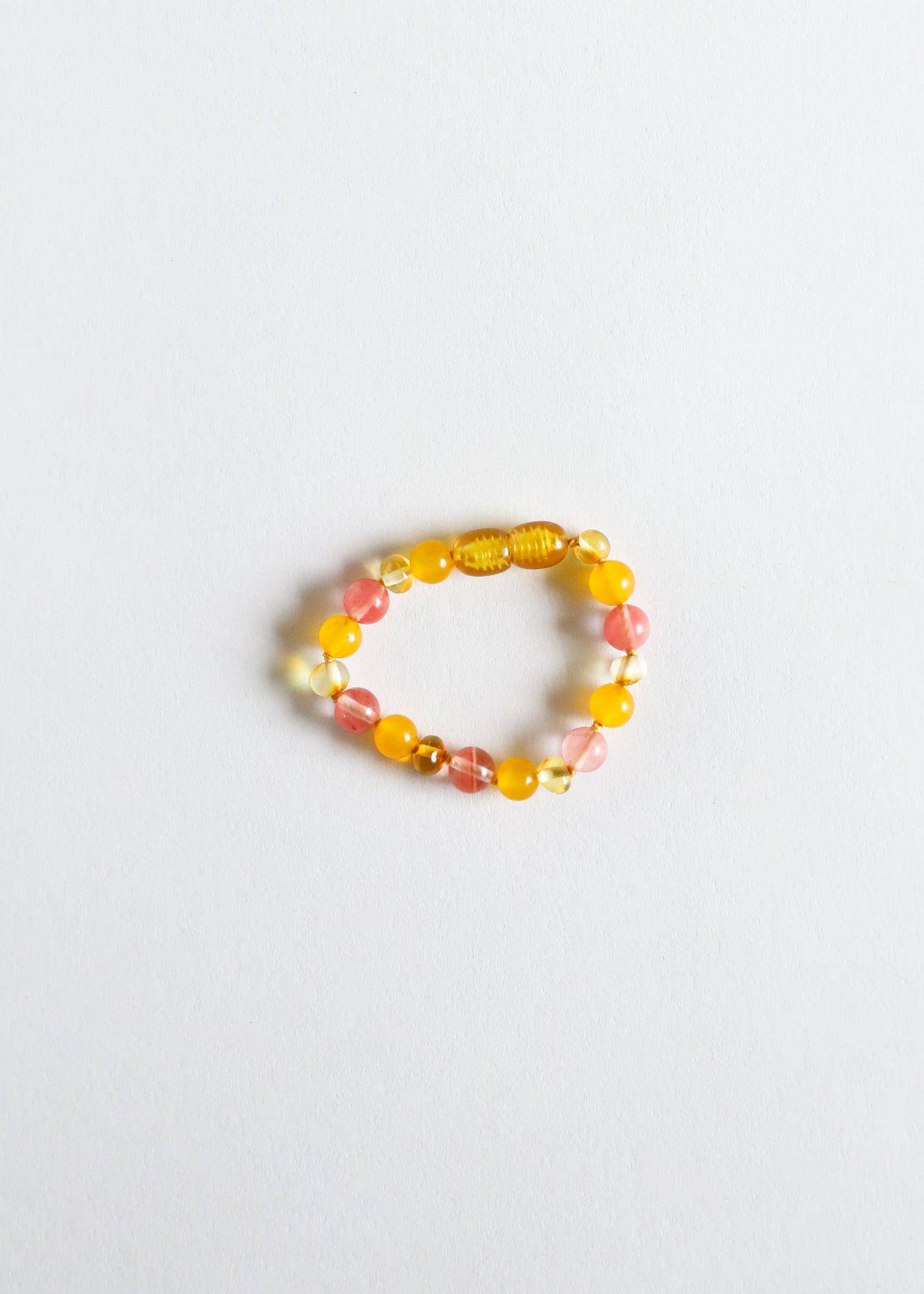 Ambre Baltique Poli (Miel) + Pierres Précieuses Chèvrefeuille || Cheville ou Bracelet
