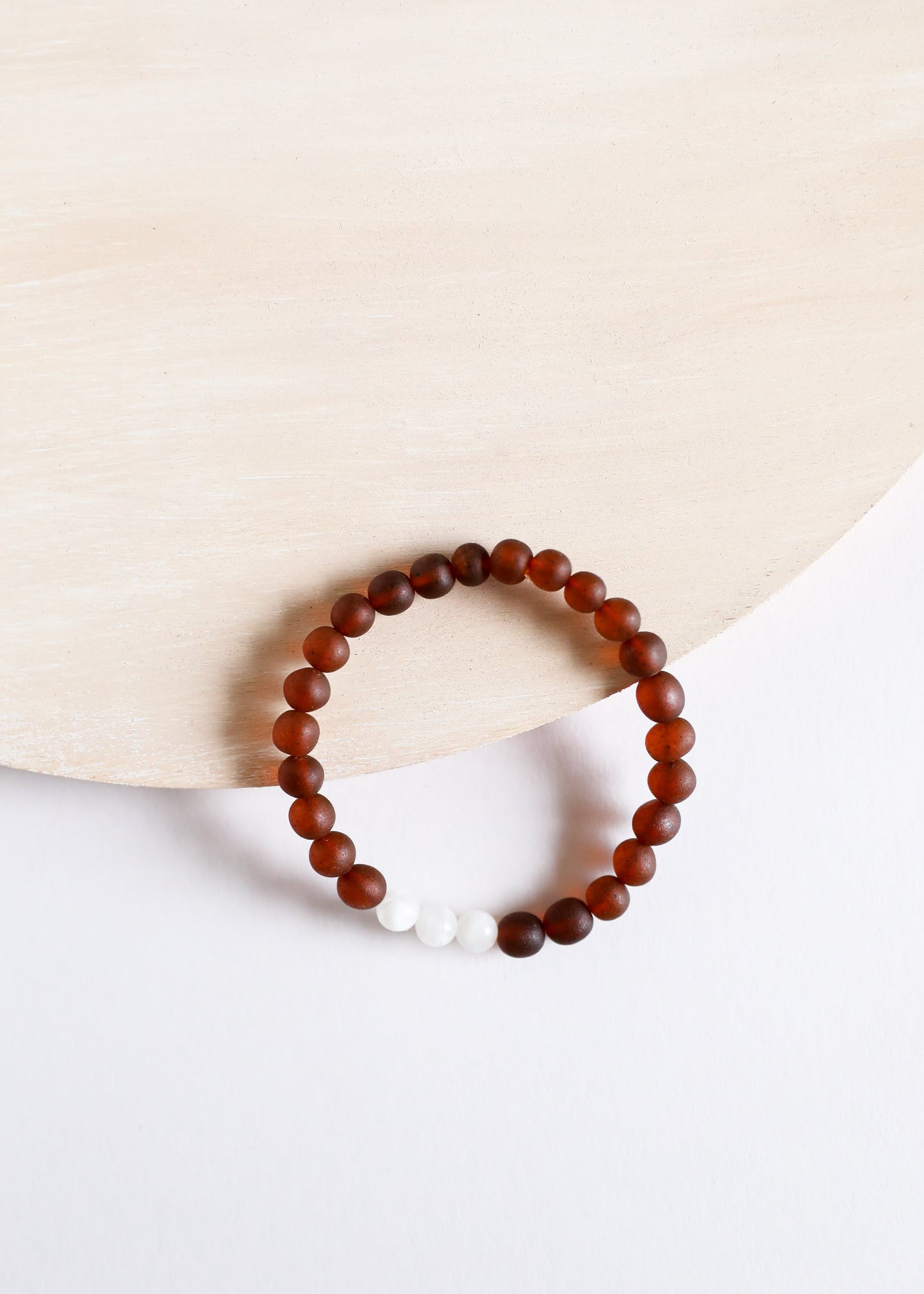 Roh-Cognac Baltischer Bernstein + Mondstein || Erwachsenen-Armband
