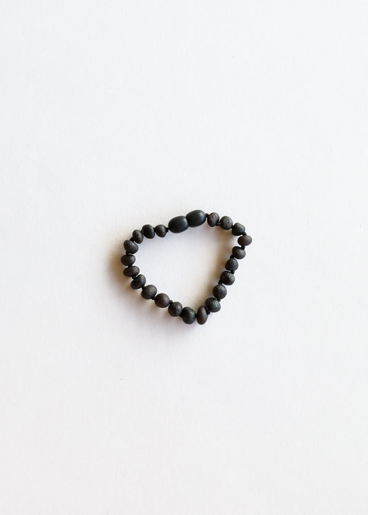 Roher schwarzer baltischer Bernstein || Fußkettchen oder Armband