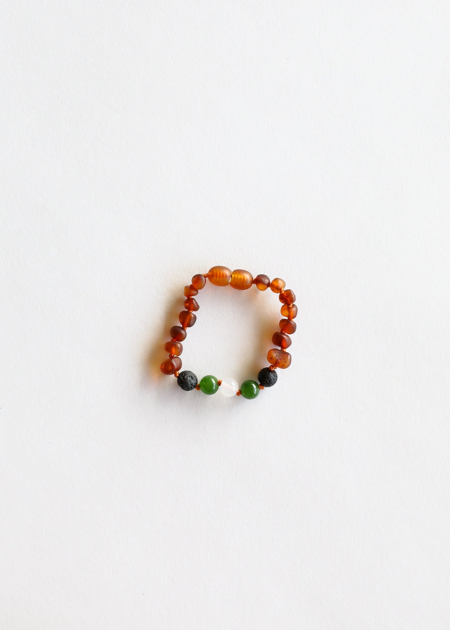 Roher Cognac Baltischer Bernstein || Lava + Jade + Achat || Fußkettchen oder Armband