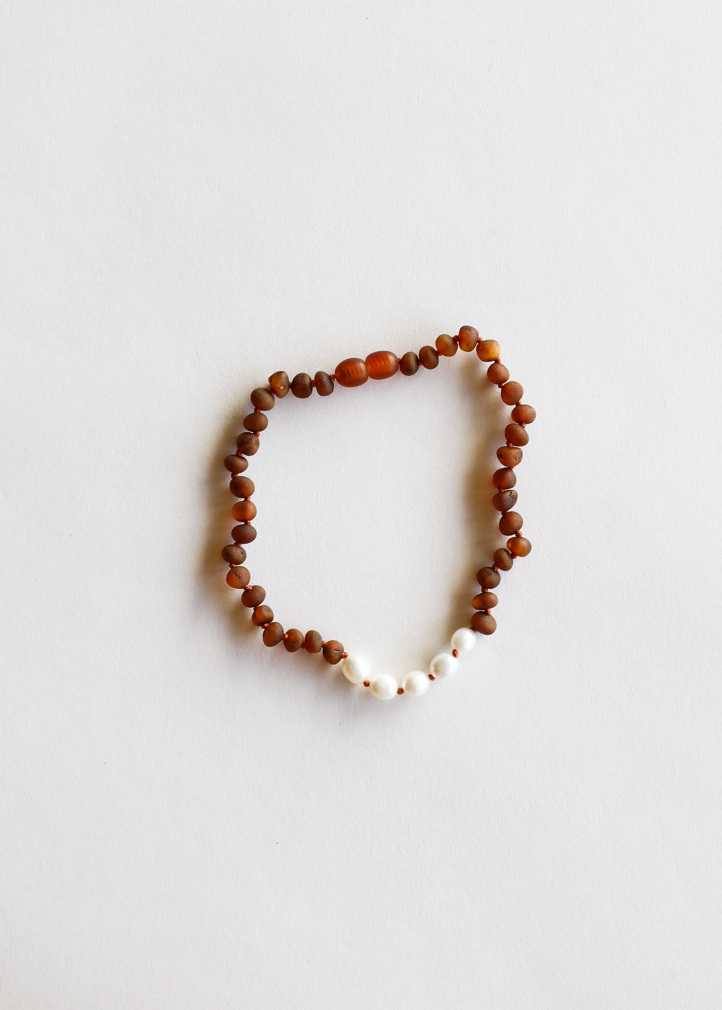 Roh-Cognac-Bernstein der Ostsee + Perlen || Halskette