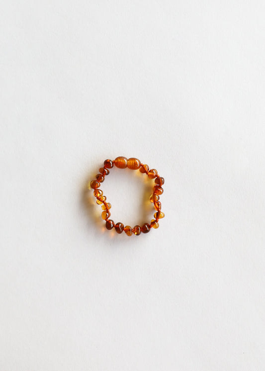 Ambre de la Baltique poli couleur cognac || Chaîne de cheville ou bracelet