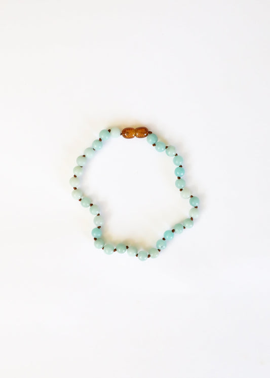 Pierre précieuse pure + Amazonite || Bracelet de cheville ou bracelet