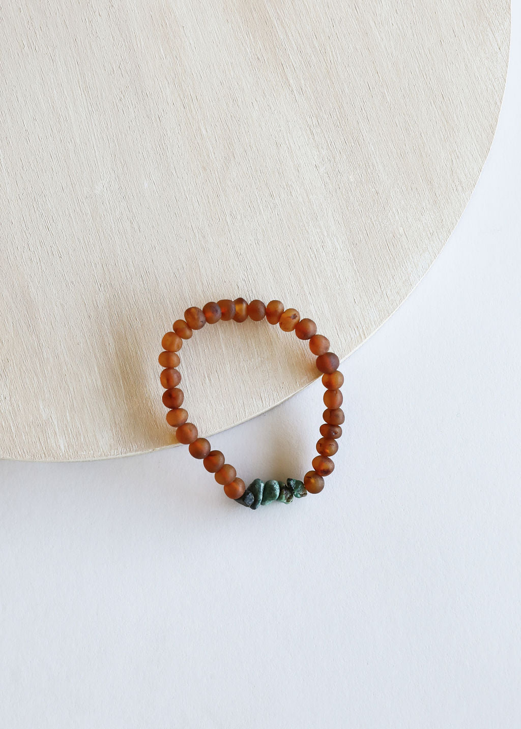 Ambre de la Baltique cognac brut + jaspe turquoise brute || Bracelet adulte