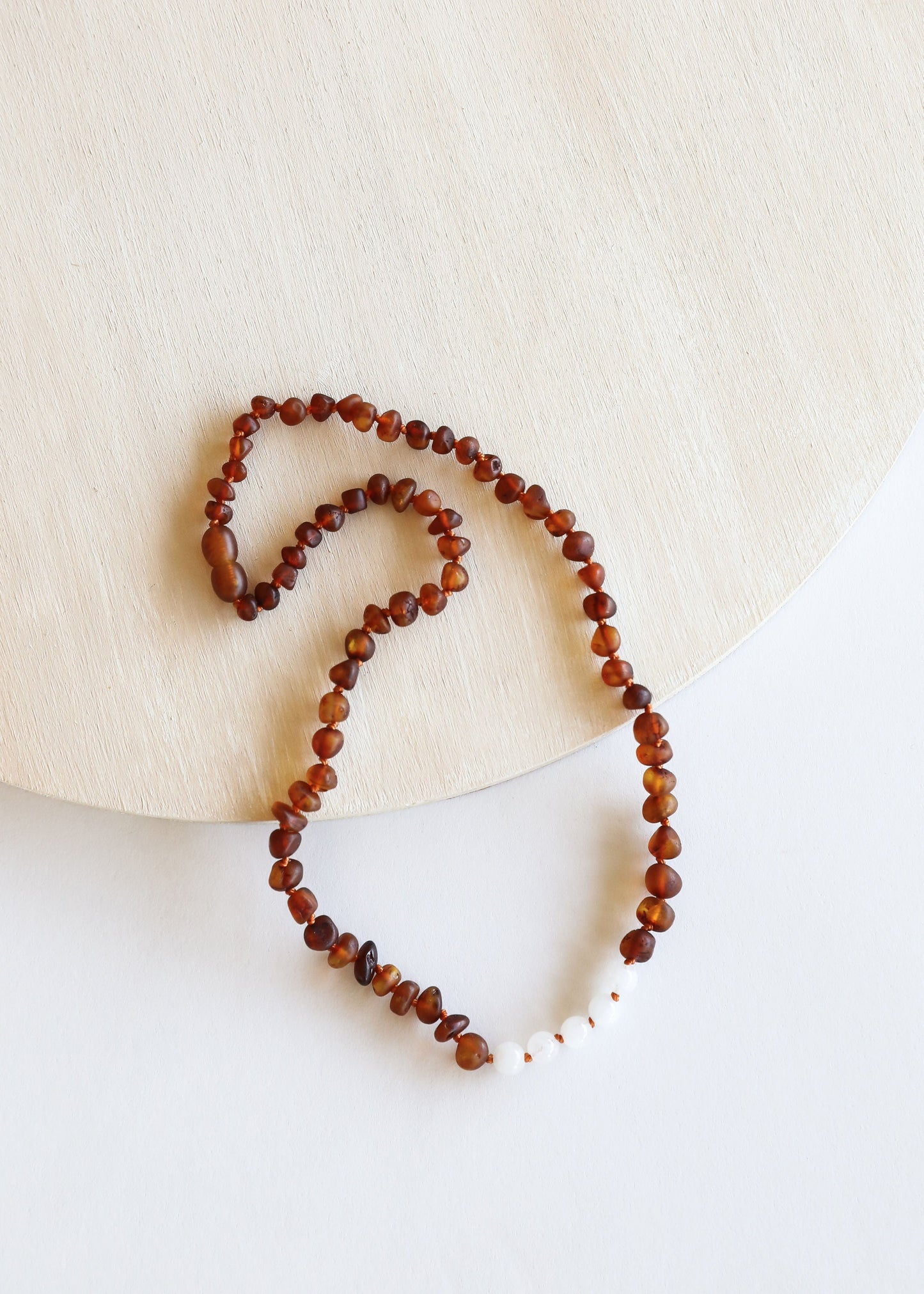 Ambre de la Baltique brut Cognac + Pierre de lune || Ensemble collier