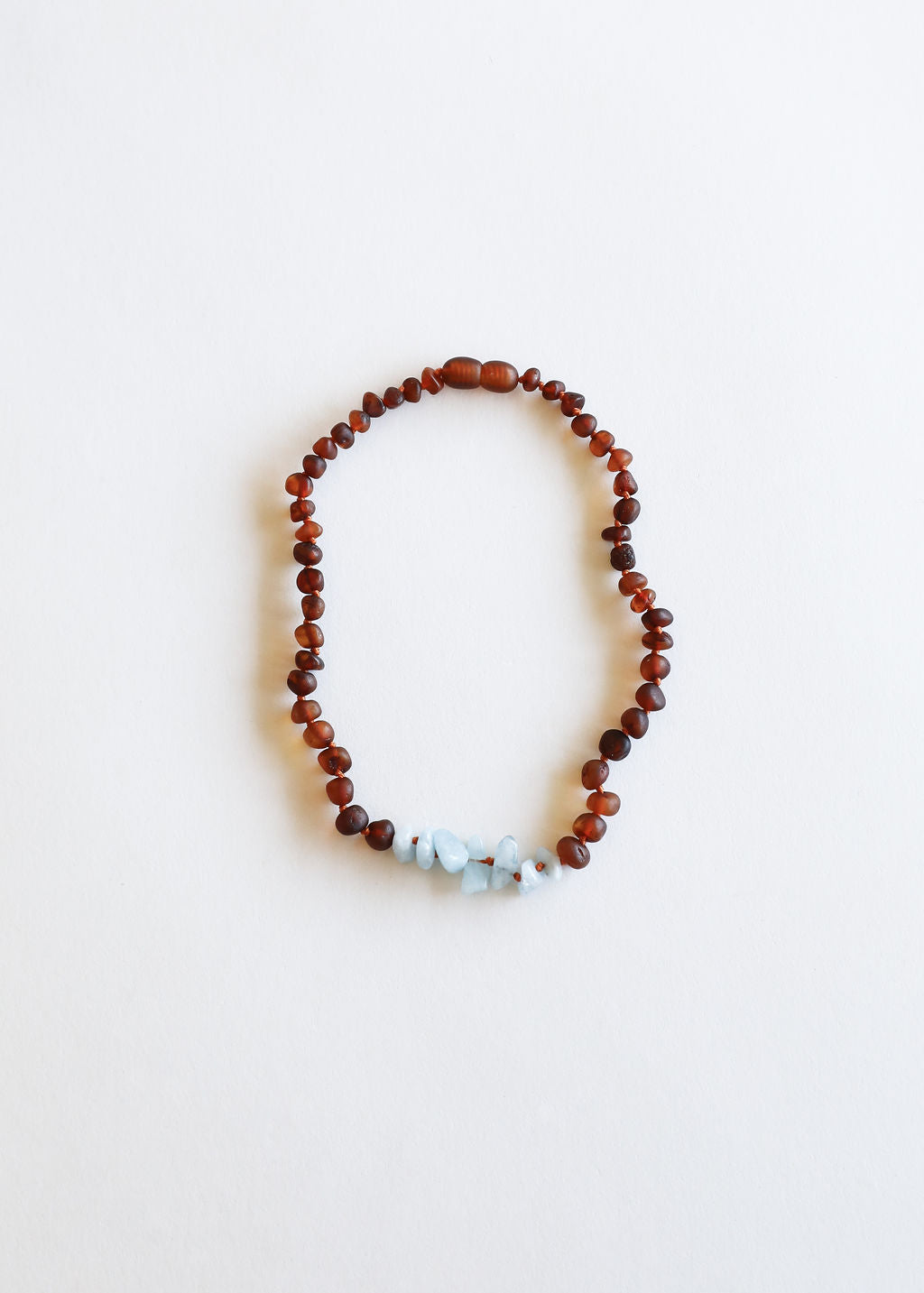Collier ambre de la Baltique brut + aigue-marine