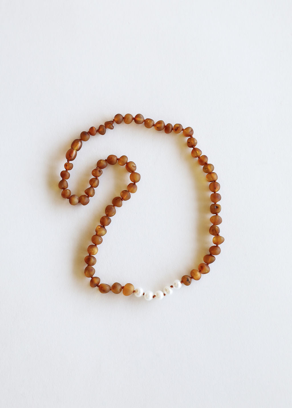 Roh-Cognac-Bernstein der Ostsee + Perlen || Halskette