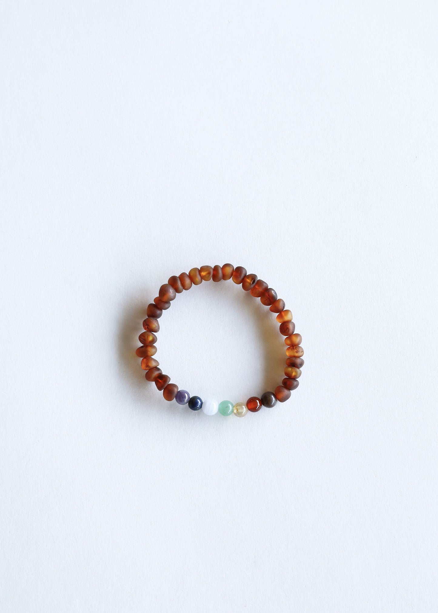 Ambre baltique brut de Cognac + Cristaux CHAKRA || Ensemble de bracelets
