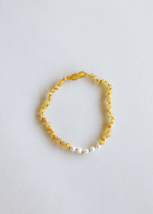 Miel Brut Ambre de la Baltique + Perle || Collier