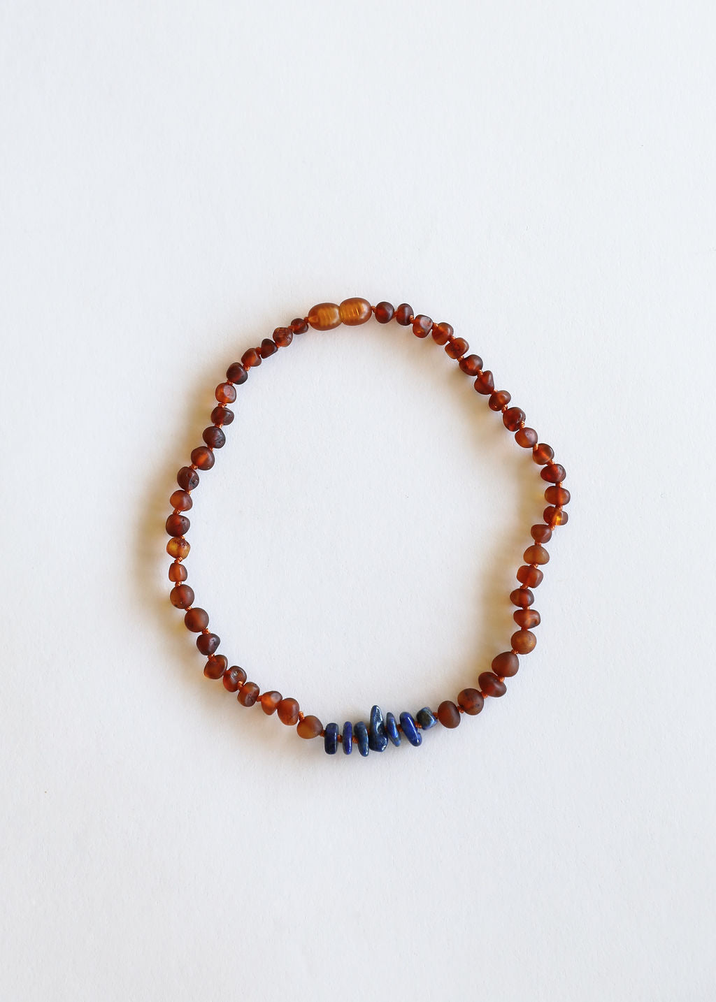 Collier Ambre de la Baltique brut Cognac + Lapis brut