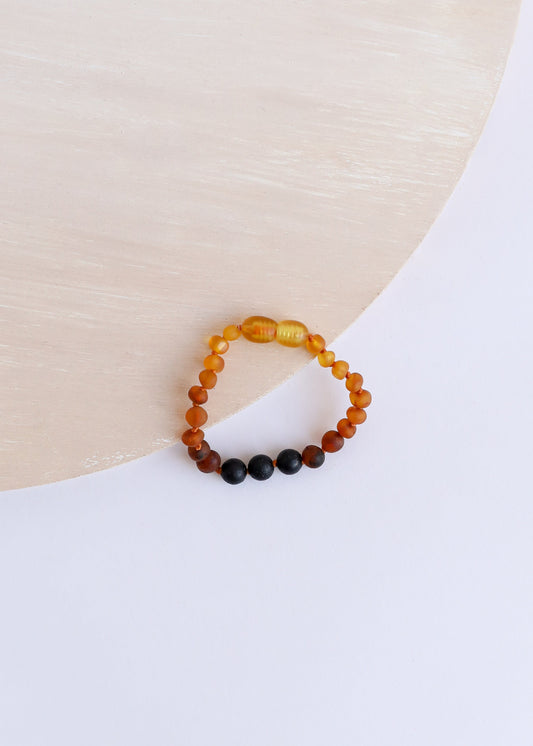Ambre de la Baltique brute Ombré + Pierre de lave || Bracelet de cheville ou de poignet
