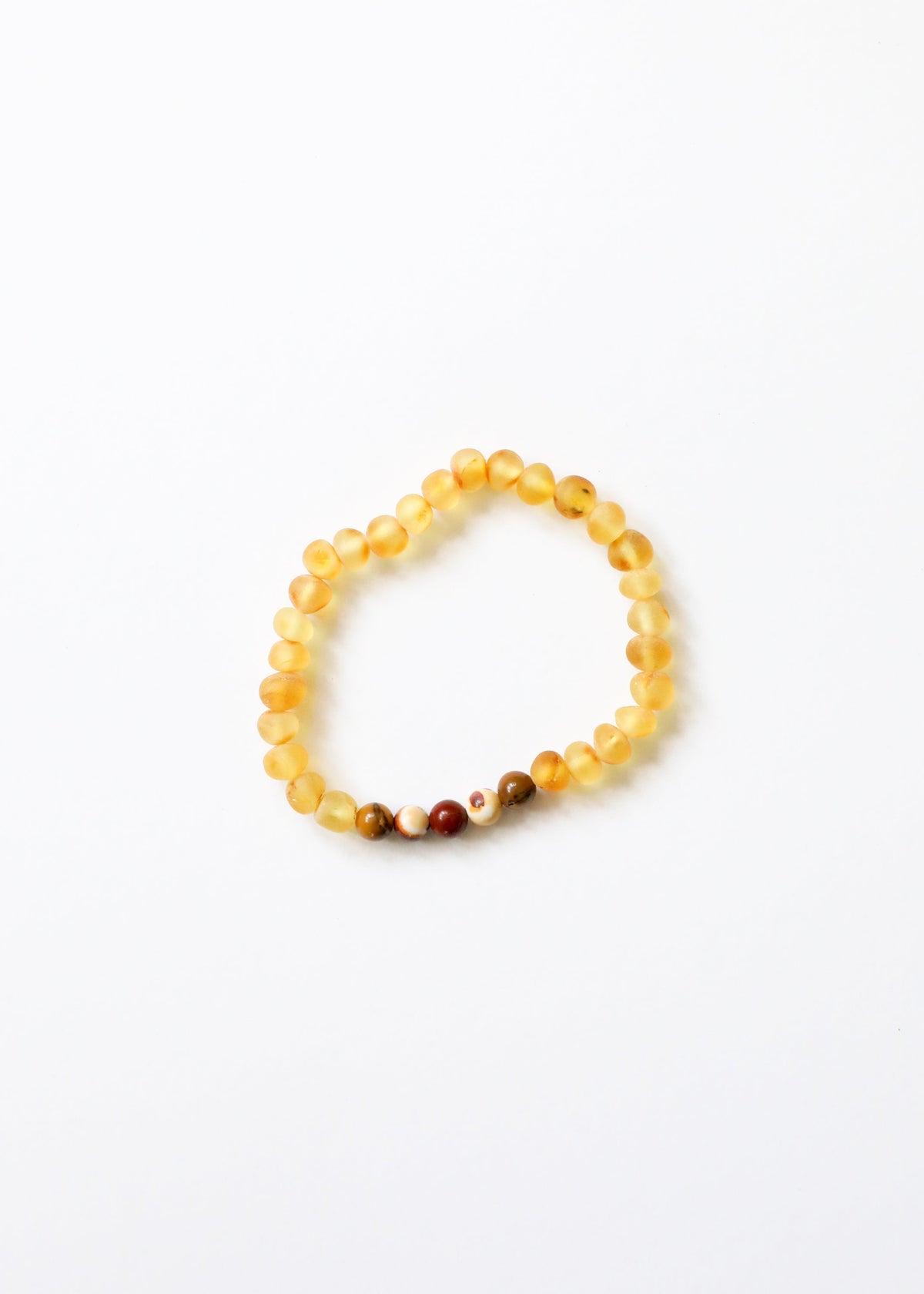 Miel Brut Ambre de la Baltique + Jaspe Mookaïte || Bracelet Adulte