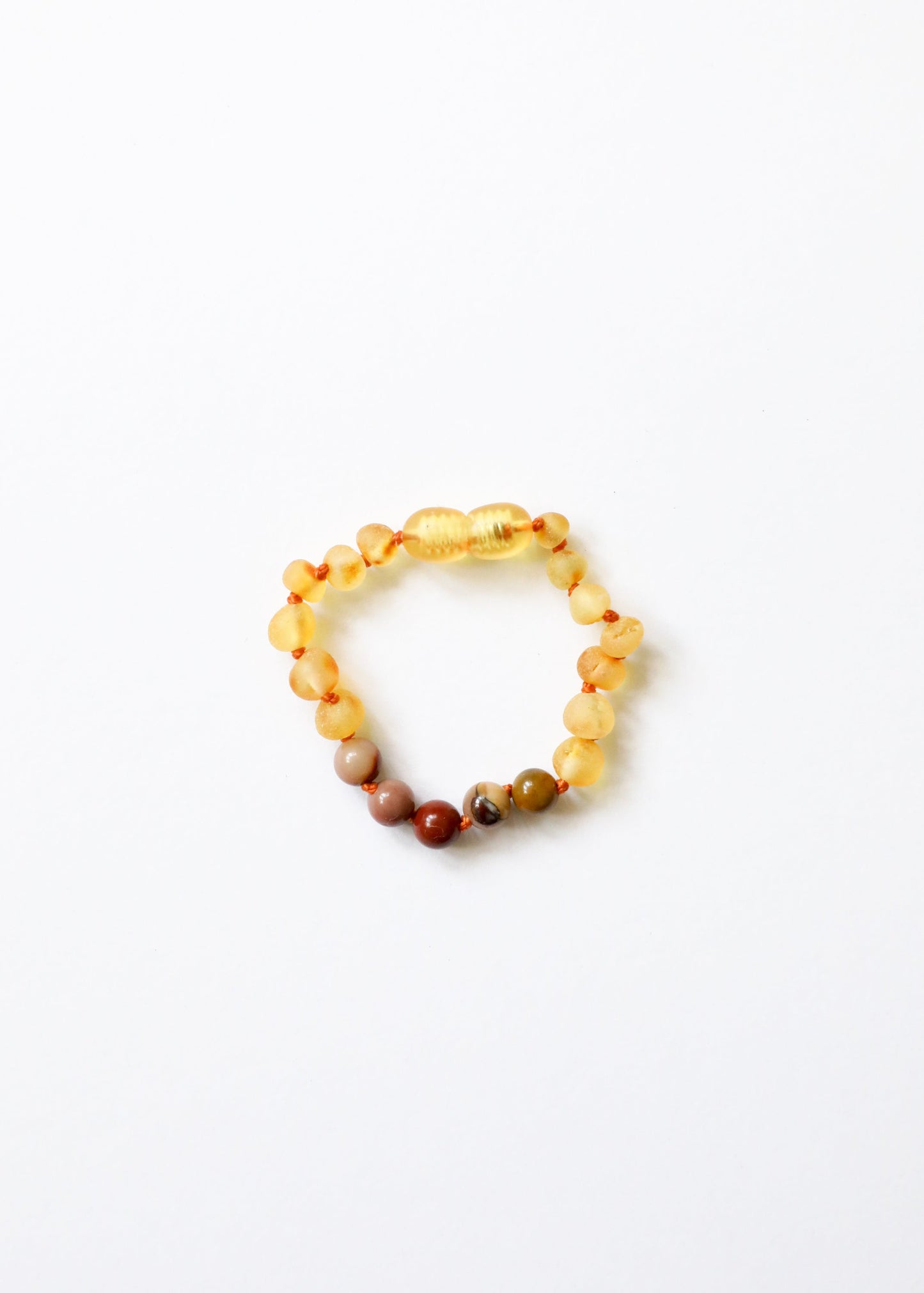 Miel brut Ambre de la Baltique + Jaspe Mookaïte || Bracelet de cheville ou de poignet