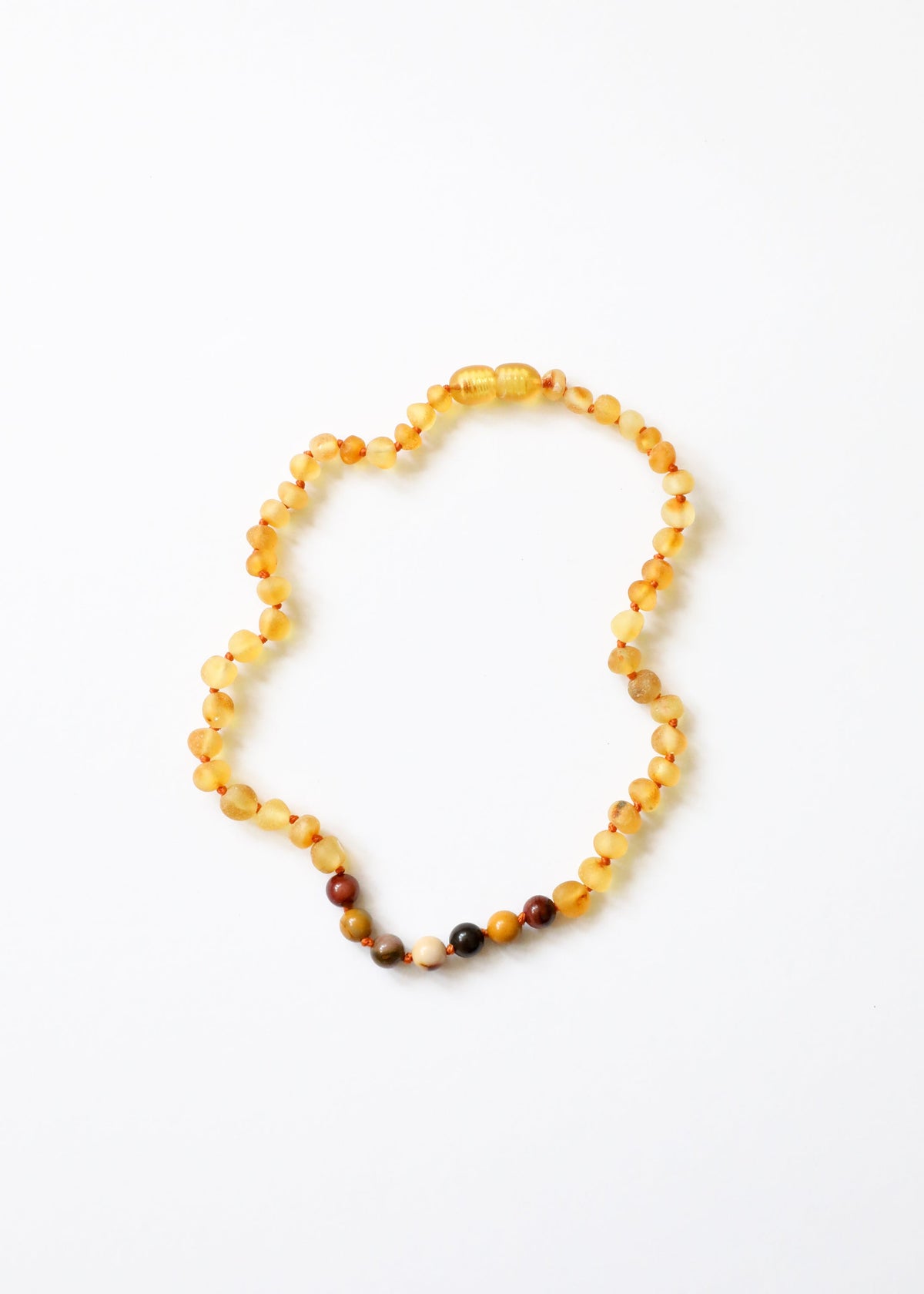 Miel brut Ambre de la Baltique + Jaspe mookaïte || Collier